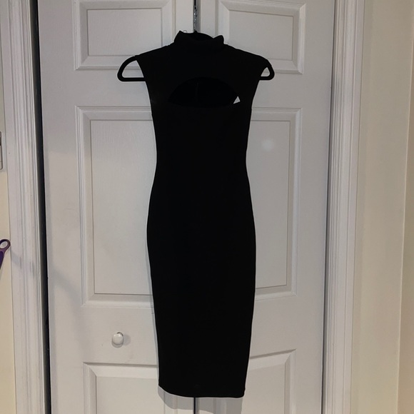 Nookie Manhattan Cutout Chest High Neck Bodycon Midi Dress in Black Small - Picture 2 of 7